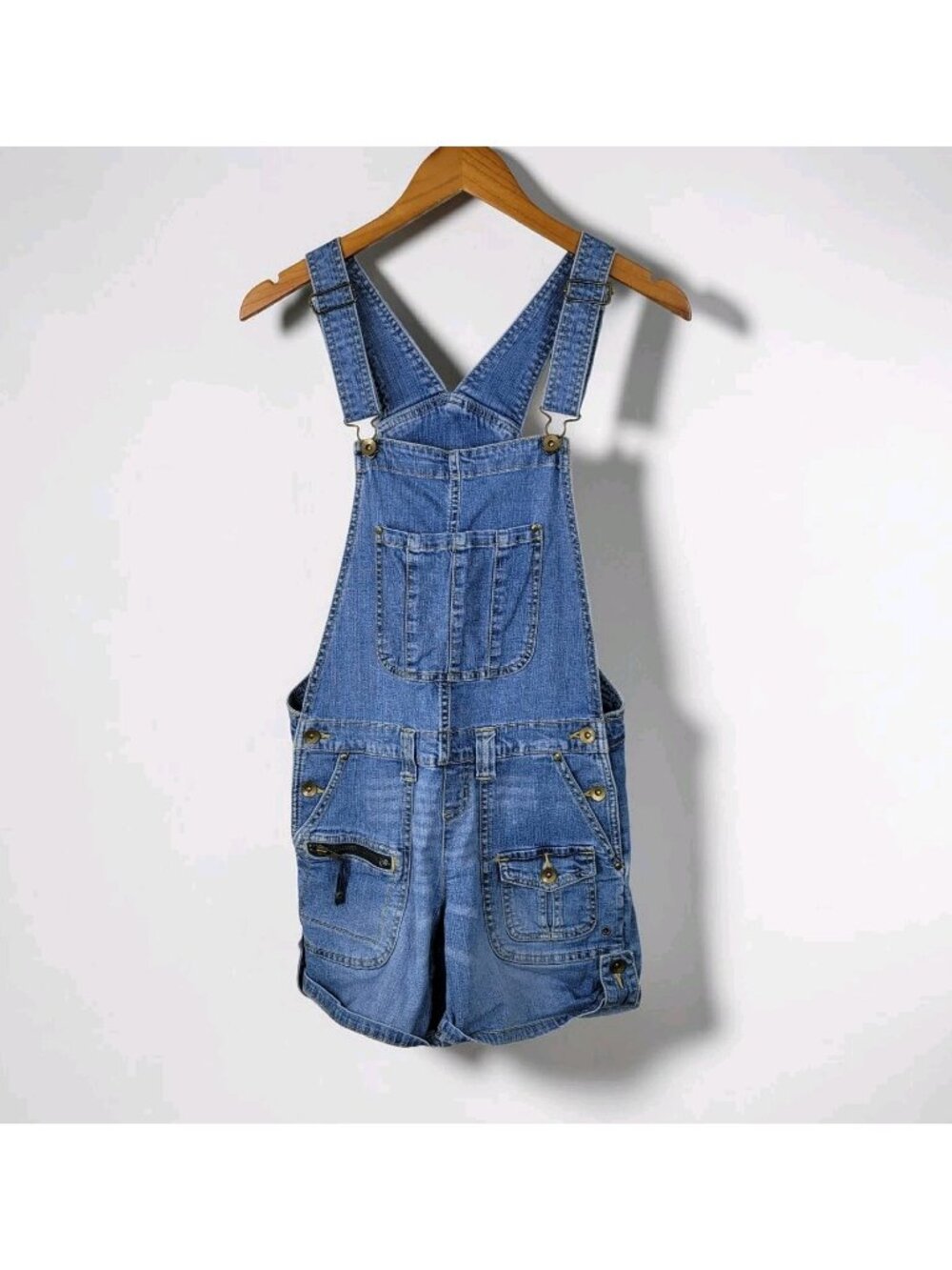 VTG Y2K Zana Di 4-6 Denim Shortall Overalls Carpenter Zip Pockets Blue Jean